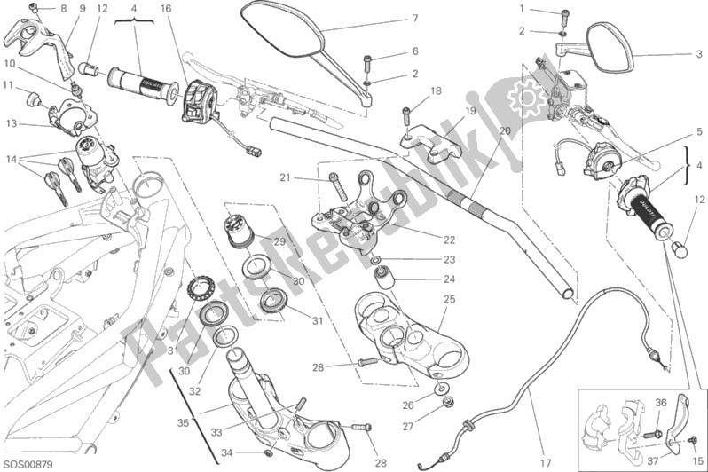 Todas as partes de Guiador E Controles do Ducati Monster 797 Thailand USA 2019